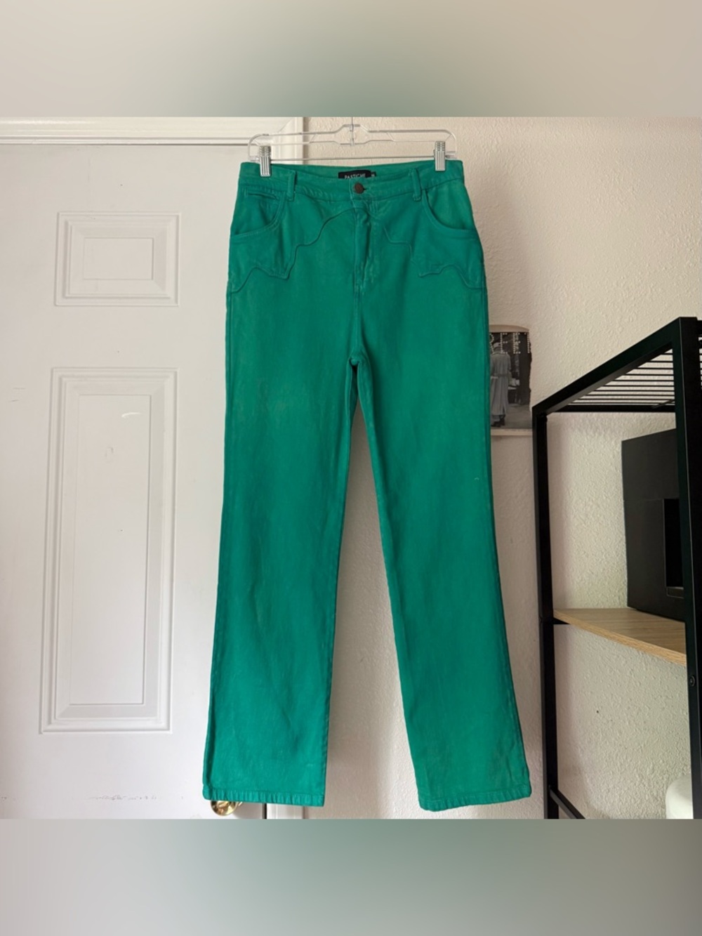 PASTICHE mint green aqua‎ teal denim cotton slim leg western jeans pants